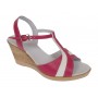Sandale dama din piele naturala fucsia alb cu platforma tip pana Roselia